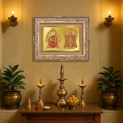 Lord Venkateswara Tirupati Balaji & Goddess Padmavati | Divine Couple Wall Mount Photo Frame in 24K Gold Plated Foil