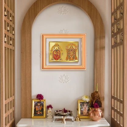 Lord Venkateswara Tirupati Balaji & Goddess Padmavati | Divine Couple Wall Mount Photo Frame in 24K Gold Plated Foil
