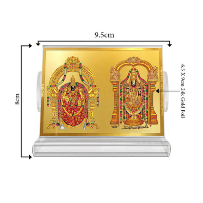 Diviniti 24K Gold Plated Foil Padmawati Balaji Frame For Car Dashboard, Home Decor, Puja and Gift (11 x 6.8 CM)