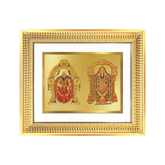 Lord Venkateswara Tirupati Balaji & Goddess Padmavati | Divine Couple Wall Mount Photo Frame in 24K Gold Plated Foil