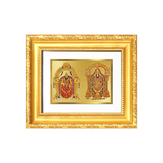 Lord Venkateswara Tirupati Balaji & Goddess Padmavati | Divine Couple Wall & Tabletop Frame in 24K Gold Plated Foil