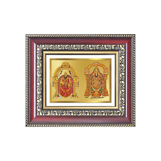 Lord Venkateswara Tirupati Balaji & Goddess Padmavati | Divine Couple Wall & Tabletop Frame in 24K Gold Plated Foil