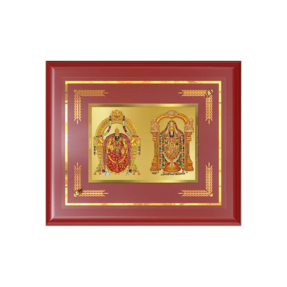 Lord Venkateswara Tirupati Balaji & Goddess Padmavati | Divine Couple Wall & Tabletop Frame in 24K Gold Plated Foil