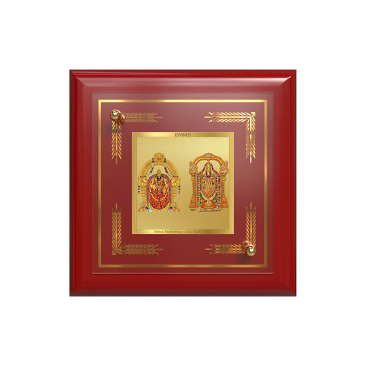 Lord Venkateswara Tirupati Balaji & Goddess Padmavati | Divine Couple Tabletop Frame in 24K Gold Plated Foil
