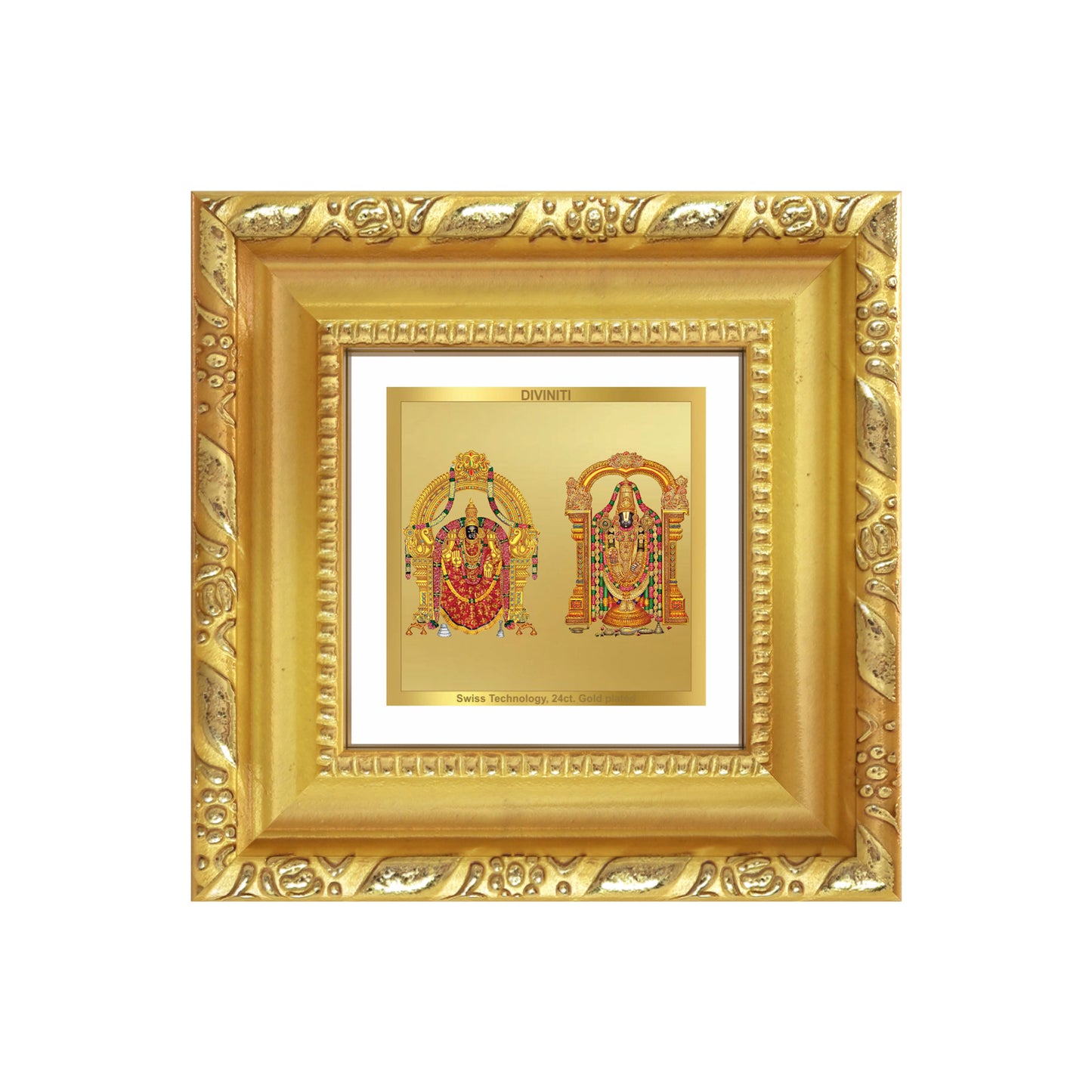 Lord Venkateswara Tirupati Balaji & Goddess Padmavati | Divine Couple Tabletop Frame in 24K Gold Plated Foil