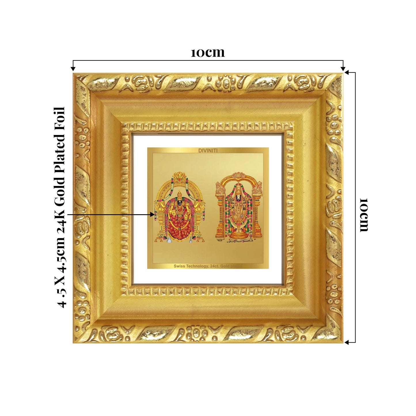 Lord Venkateswara Tirupati Balaji & Goddess Padmavati | Divine Couple Tabletop Frame in 24K Gold Plated Foil