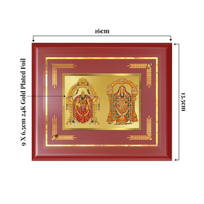 Lord Venkateswara Tirupati Balaji & Goddess Padmavati | Divine Couple Wall & Tabletop Frame in 24K Gold Plated Foil