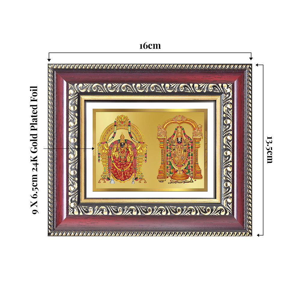 Lord Venkateswara Tirupati Balaji & Goddess Padmavati | Divine Couple Wall & Tabletop Frame in 24K Gold Plated Foil