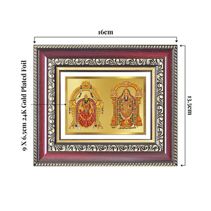 Lord Venkateswara Tirupati Balaji & Goddess Padmavati | Divine Couple Wall & Tabletop Frame in 24K Gold Plated Foil