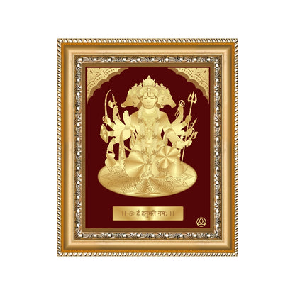 Panchmukhi Hanuman | Five-Faced Hanuman Gold on Gold Wall Hanging Frame in 24K Gold Plated Foil