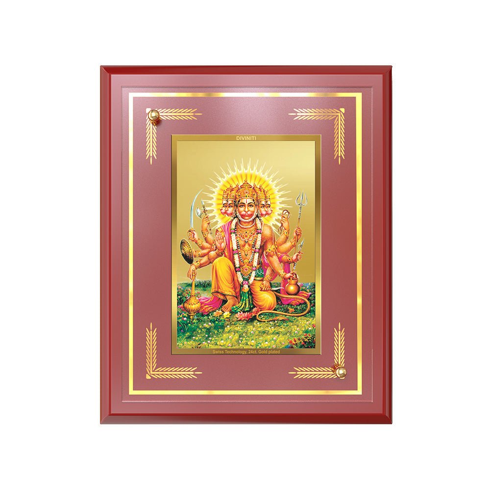 Panchmukhi Hanuman | Five-Faced Hanuman Wall and Tabletop Photo Frame in 24K Gold Plated Foil