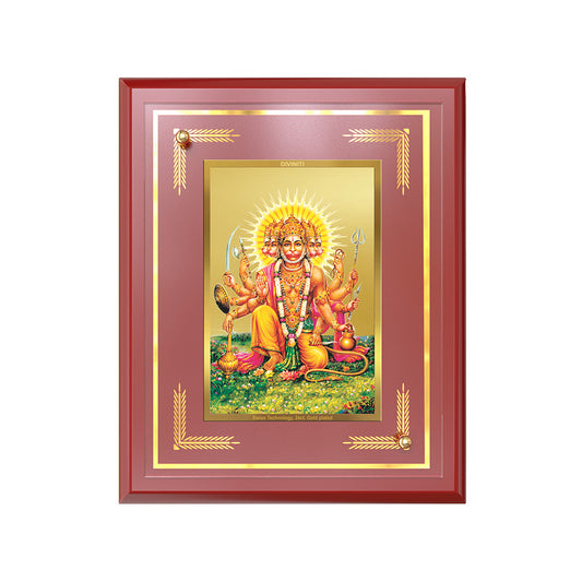 Panchmukhi Hanuman | Five-Faced Hanuman Wall and Tabletop Photo Frame in 24K Gold Plated Foil