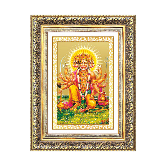 Panchmukhi Hanuman | Five-Faced Hanuman Wall Mount Photo Frame in 24K Gold Plated Foil