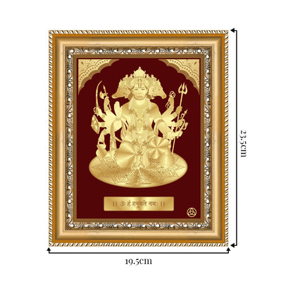 Panchmukhi Hanuman | Five-Faced Hanuman Gold on Gold Wall Hanging Frame in 24K Gold Plated Foil