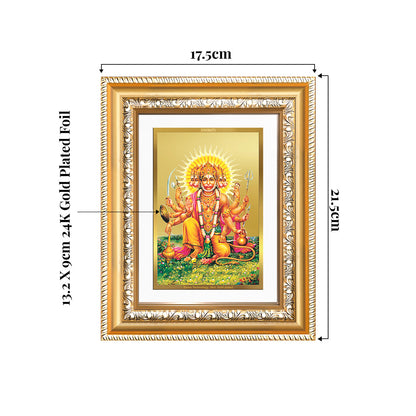 Panchmukhi Hanuman wall and tabletop photo frame with 24K gold plated foil, dimensions 17.5cm x 21.5cm.
