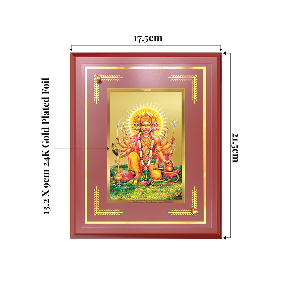 Panchmukhi Hanuman | Five-Faced Hanuman Wall and Tabletop Photo Frame in 24K Gold Plated Foil