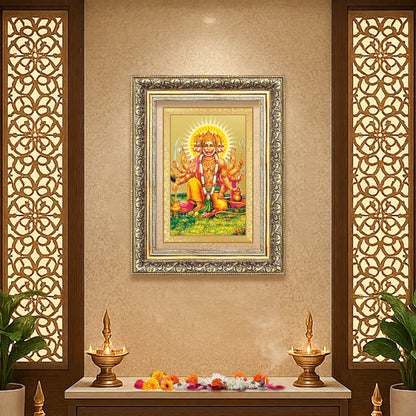 Panchmukhi Hanuman | Five-Faced Hanuman Wall Mount Photo Frame in 24K Gold Plated Foil