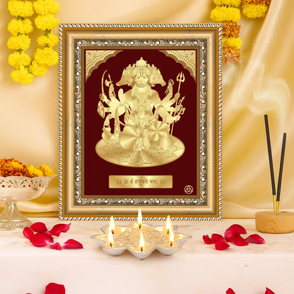 Panchmukhi Hanuman | Five-Faced Hanuman Gold on Gold Wall Hanging Frame in 24K Gold Plated Foil