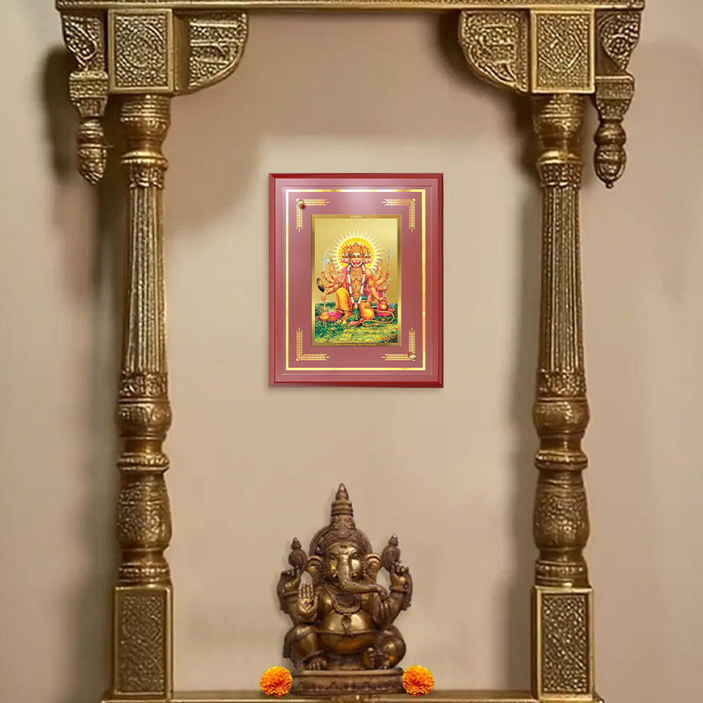 Panchmukhi Hanuman | Five-Faced Hanuman Wall and Tabletop Photo Frame in 24K Gold Plated Foil