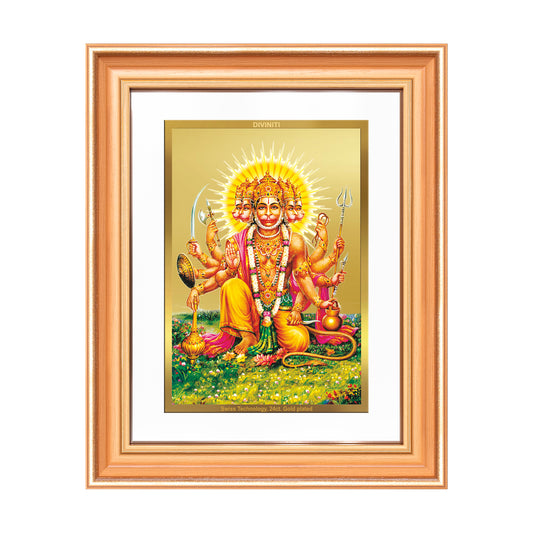Panchmukhi Hanuman | Five-Faced Hanuman Wall Mount Photo Frame in 24K Gold Plated Foil