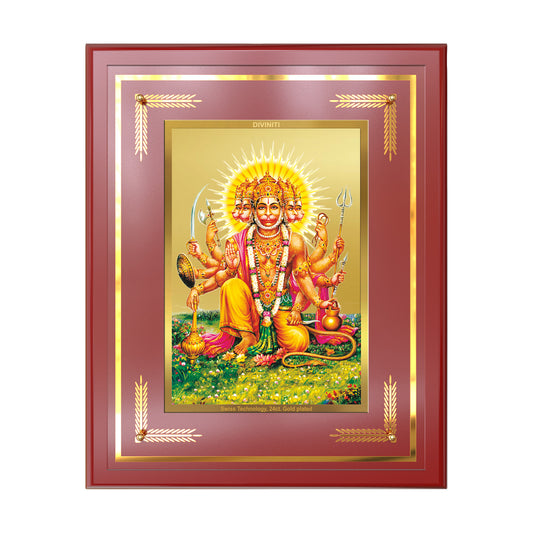 Panchmukhi Hanuman | Five-Faced Hanuman Wall Mount Photo Frame in 24K Gold Plated Foil