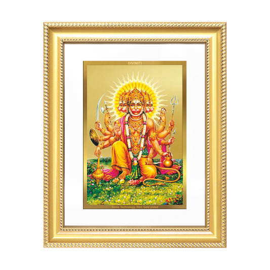 Panchmukhi Hanuman | Five-Faced Hanuman Wall Mount Photo Frame in 24K Gold Plated Foil