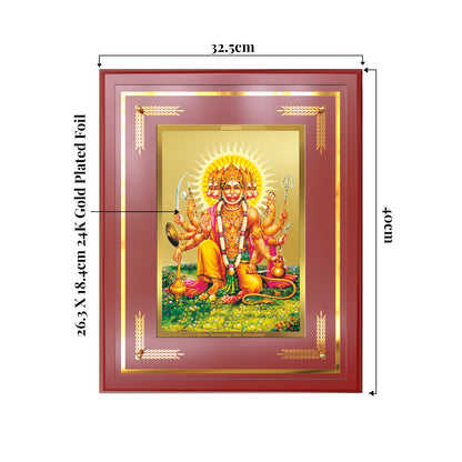 Panchmukhi Hanuman | Five-Faced Hanuman Wall Mount Photo Frame in 24K Gold Plated Foil
