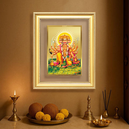 Panchmukhi Hanuman | Five-Faced Hanuman Wall Mount Photo Frame in 24K Gold Plated Foil