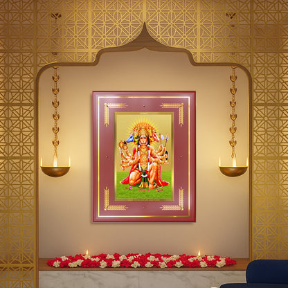 Panchmukhi Hanuman | Five-Faced Hanuman Wall Mount Photo Frame in 24K Gold Plated Foil