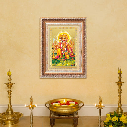 Panchmukhi Hanuman | Five-Faced Hanuman Wall Mount Photo Frame in 24K Gold Plated Foil