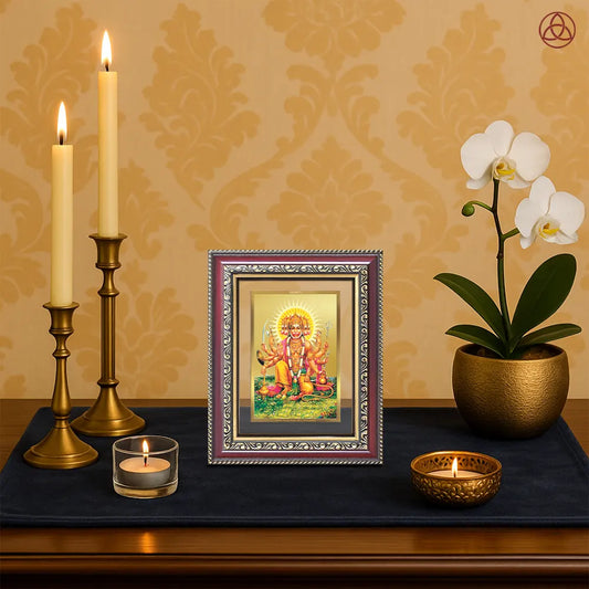 Panchmukhi Hanuman | Five-Faced Hanuman Wall & Tabletop Photo Frame in 24K Gold Plated Foil