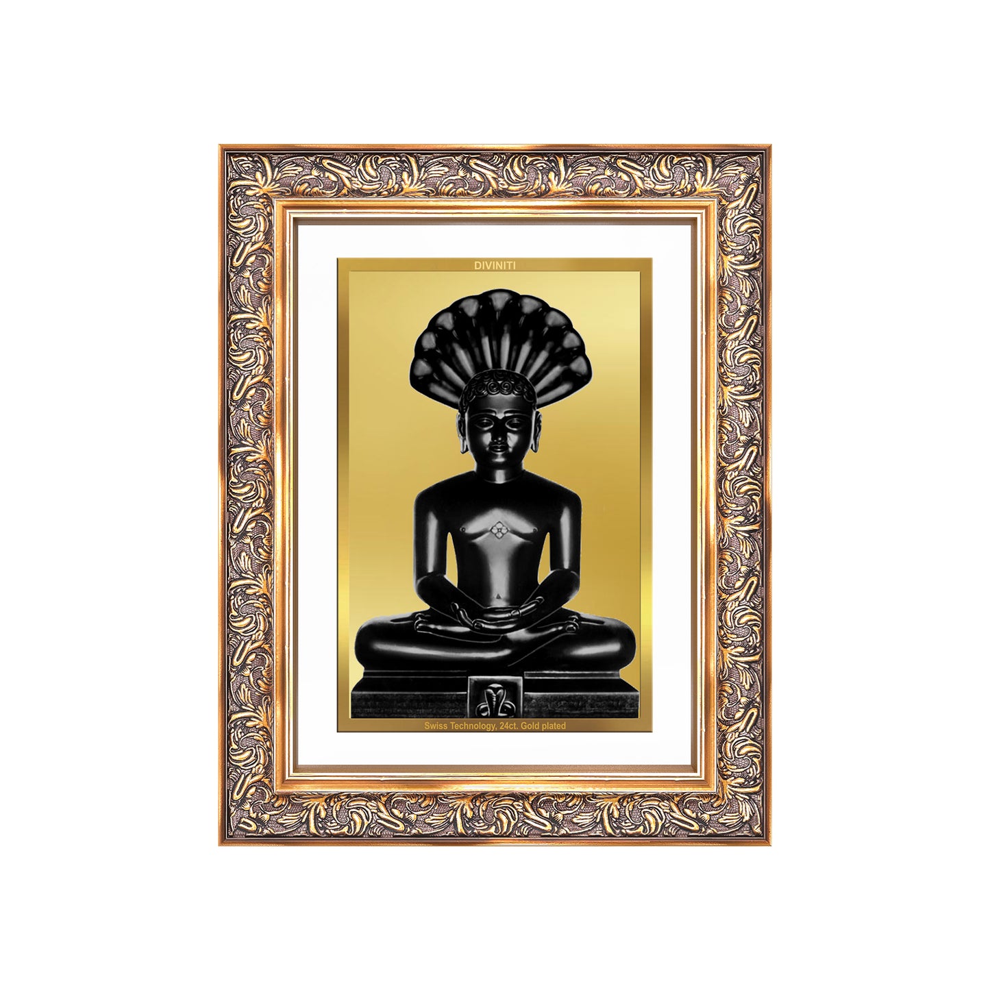 Lord Parshvanatha | 23rd Jain Tirthankara Wall Mount Photo Frame in 24K Gold Plated Foil