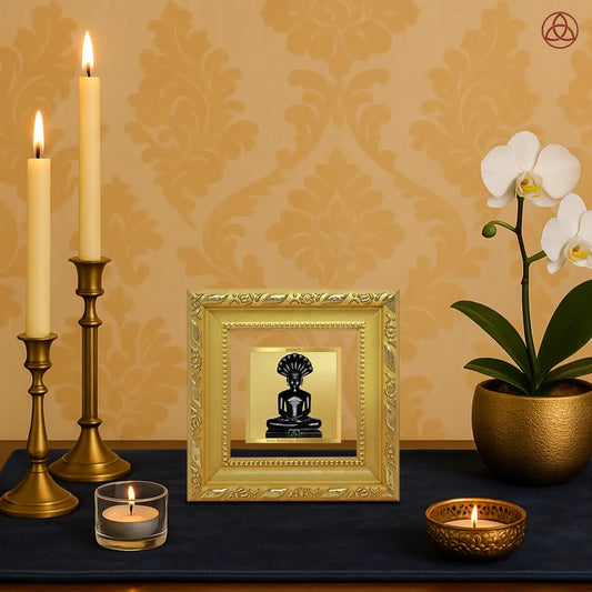 Lord Parshvanatha | 23rd Jain Tirthankara Tabletop Frame in 24K Gold Plated Foil