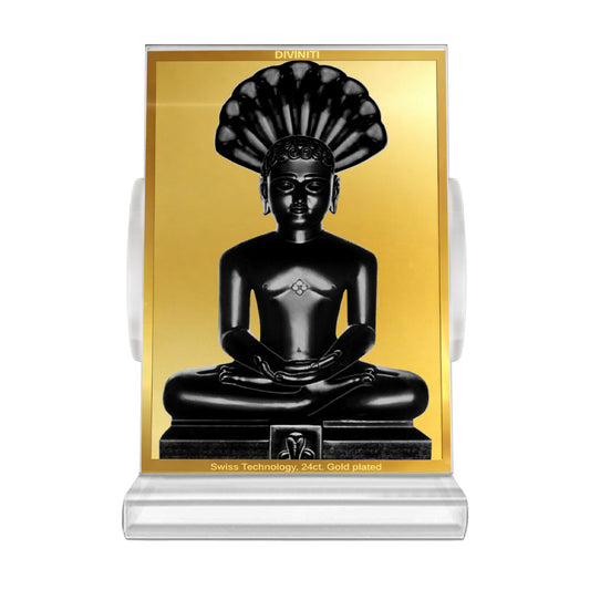 Lord Parshvanatha | 23rd Jain Tirthankara Car Dashboard Frame in 24K Gold Plated Foil