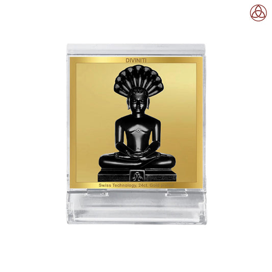 Parshvanatha | Divine Jain Tirthankar Car Dashboard & Tabletop Photo Frame in 24K Gold Plated Foil