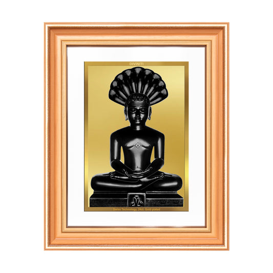 Lord Parshvanatha | 23rd Jain Tirthankara Wall Mount Photo Frame in 24K Gold Plated Foil