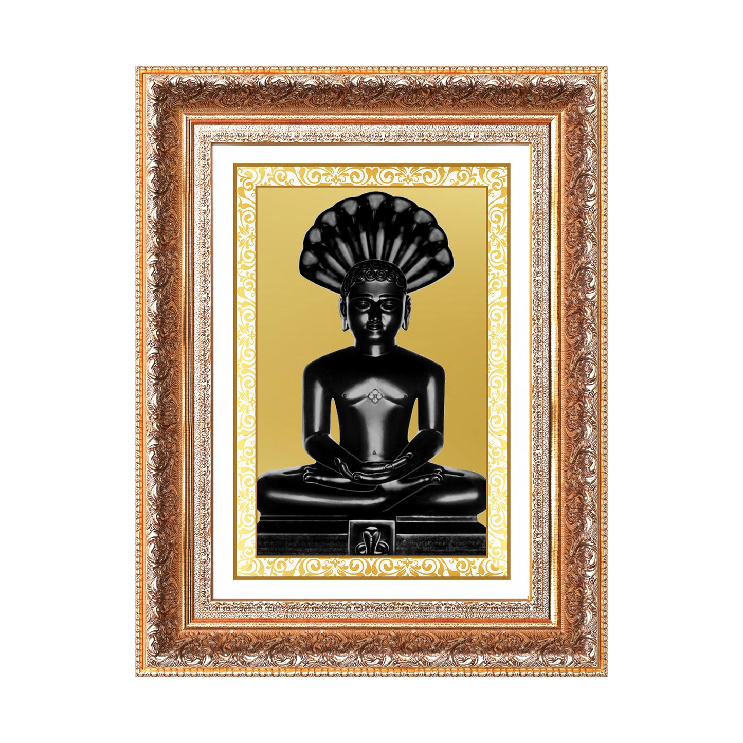 Lord Parshvanatha | 23rd Jain Tirthankara Wall Mount Photo Frame in 24K Gold Plated Foil