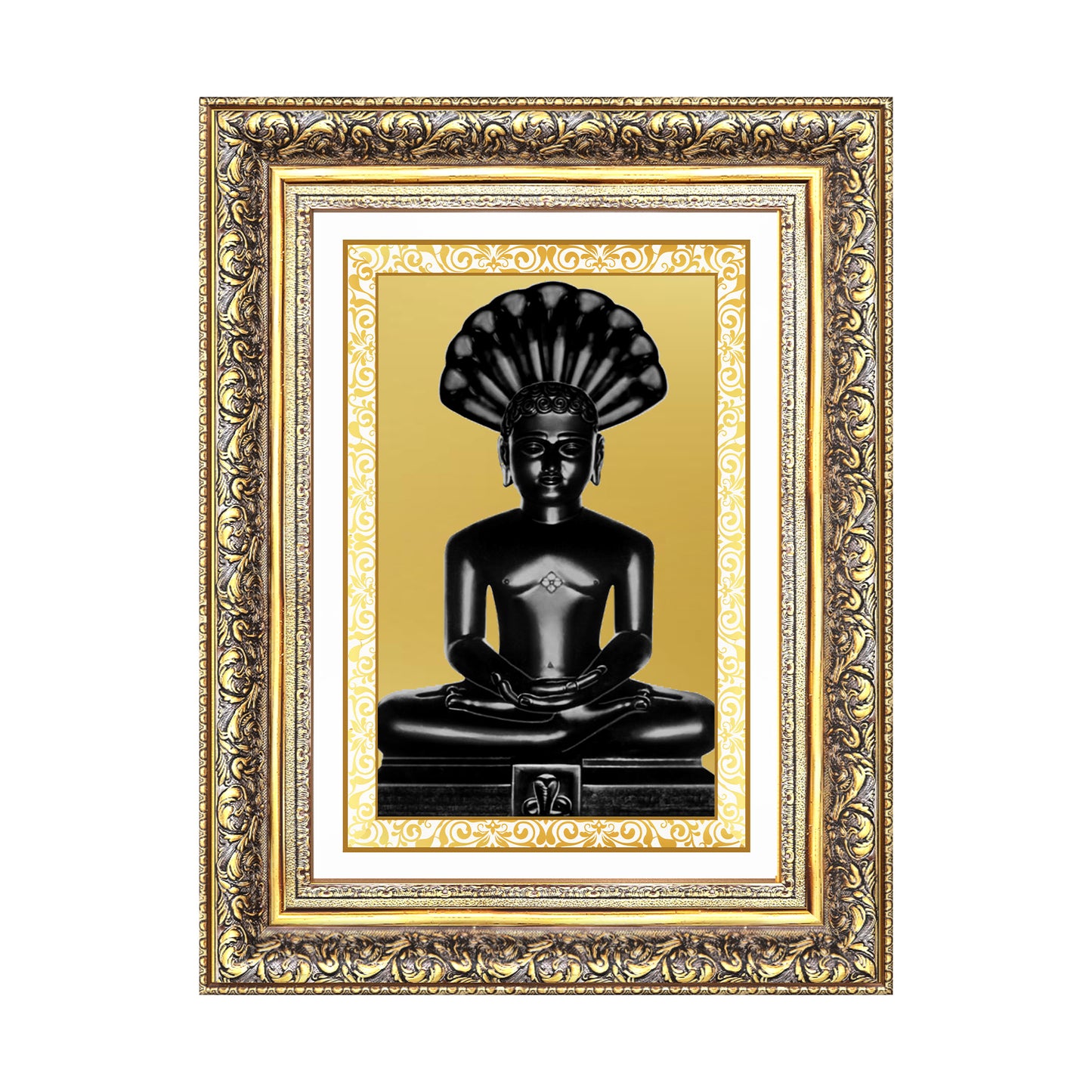 Lord Parshvanatha | 23rd Jain Tirthankara Wall Mount Photo Frame in 24K Gold Plated Foil