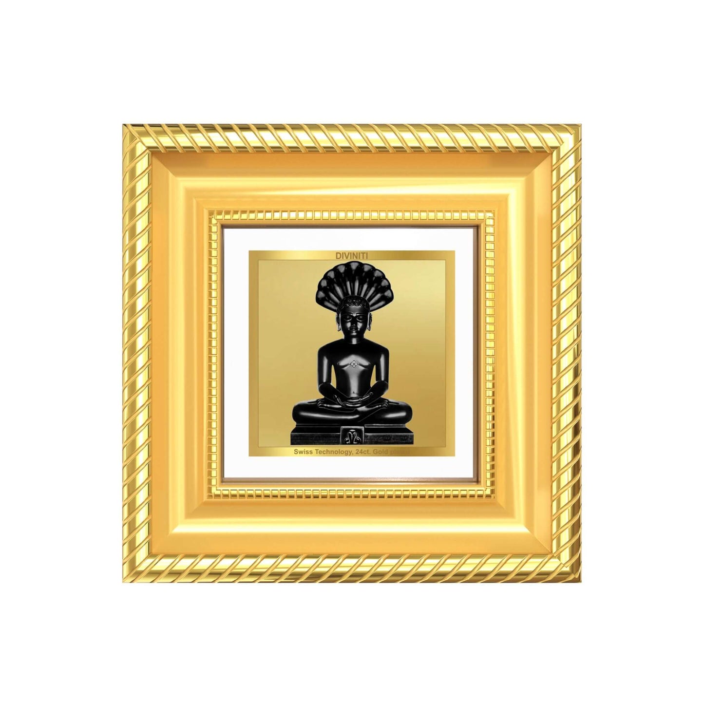 Lord Parshvanatha Tabletop Frame in 24K Gold Plated Foil