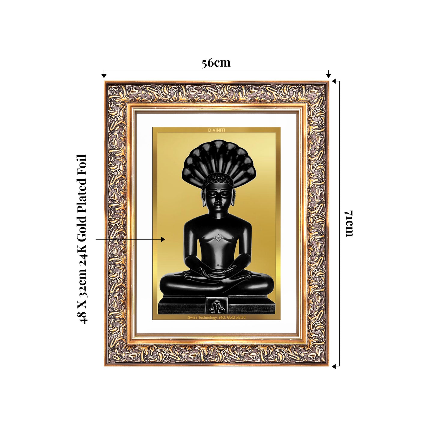 Lord Parshvanatha | 23rd Jain Tirthankara Wall Mount Photo Frame in 24K Gold Plated Foil