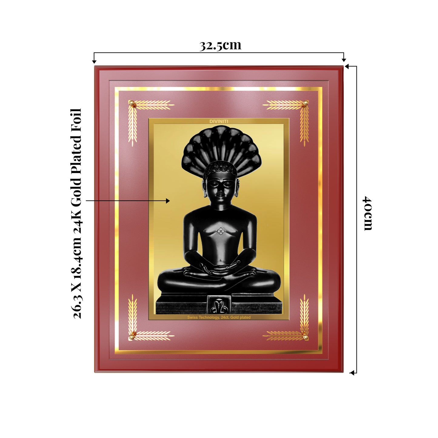 Lord Parshvanatha | 23rd Jain Tirthankara Wall Mount Photo Frame in 24K Gold Plated Foil