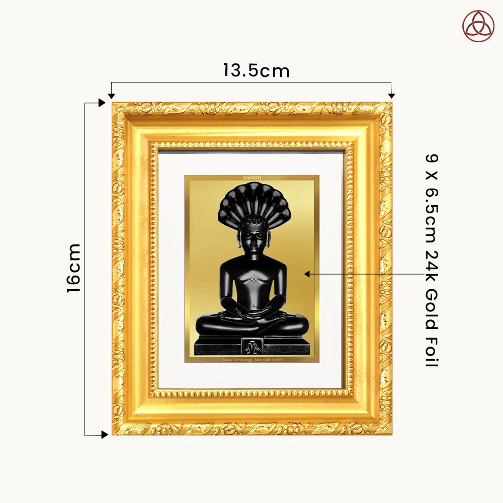 Lord Parshvanatha | 23rd Jain Tirthankara Wall Hanging & Tabletop Frame in 24K Gold Plated Foil