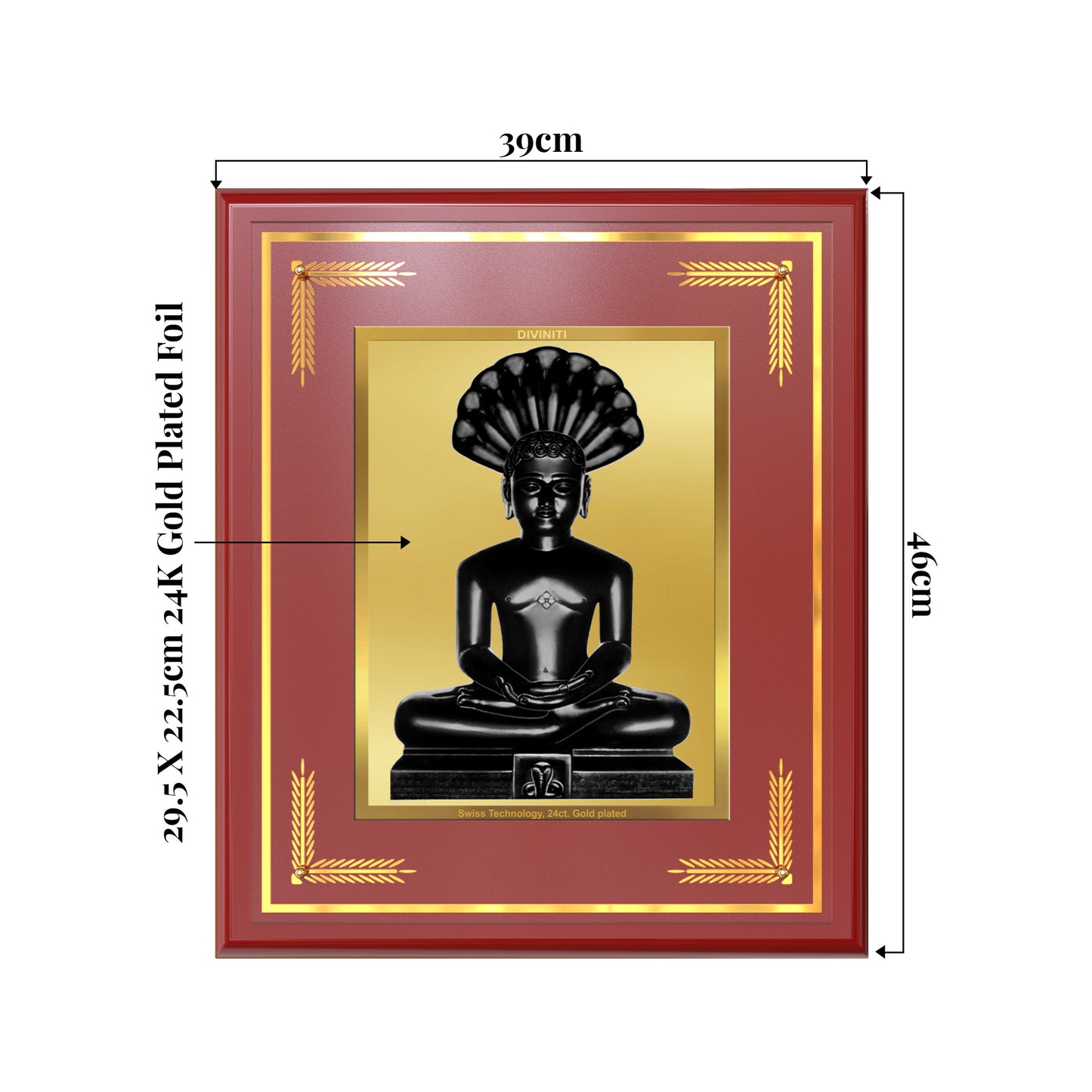 Lord Parshvanatha | 23rd Jain Tirthankara Wall Mount Photo Frame in 24K Gold Plated Foil
