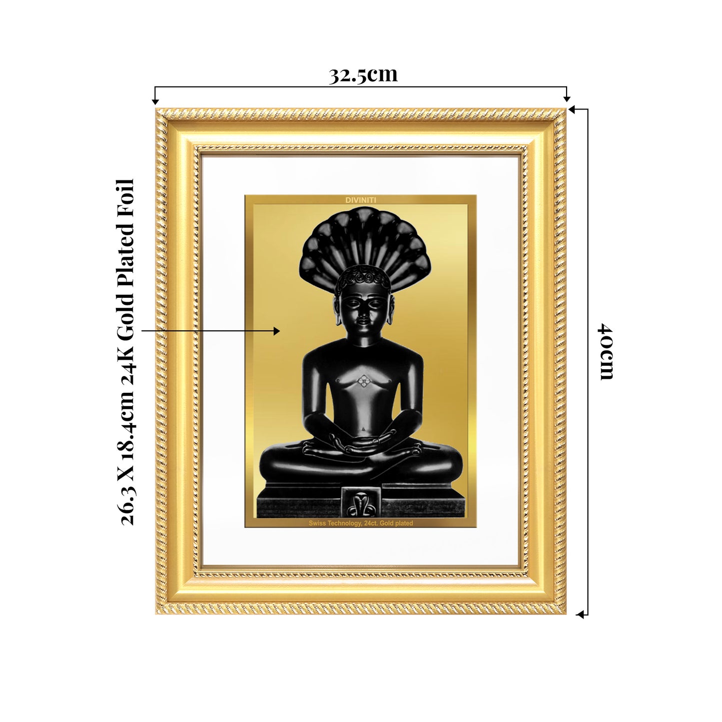 Lord Parshvanatha | 23rd Jain Tirthankara Wall Mount Photo Frame in 24K Gold Plated Foil