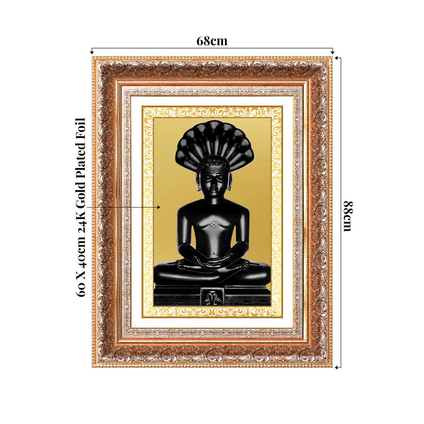 Lord Parshvanatha | 23rd Jain Tirthankara Wall Mount Photo Frame in 24K Gold Plated Foil