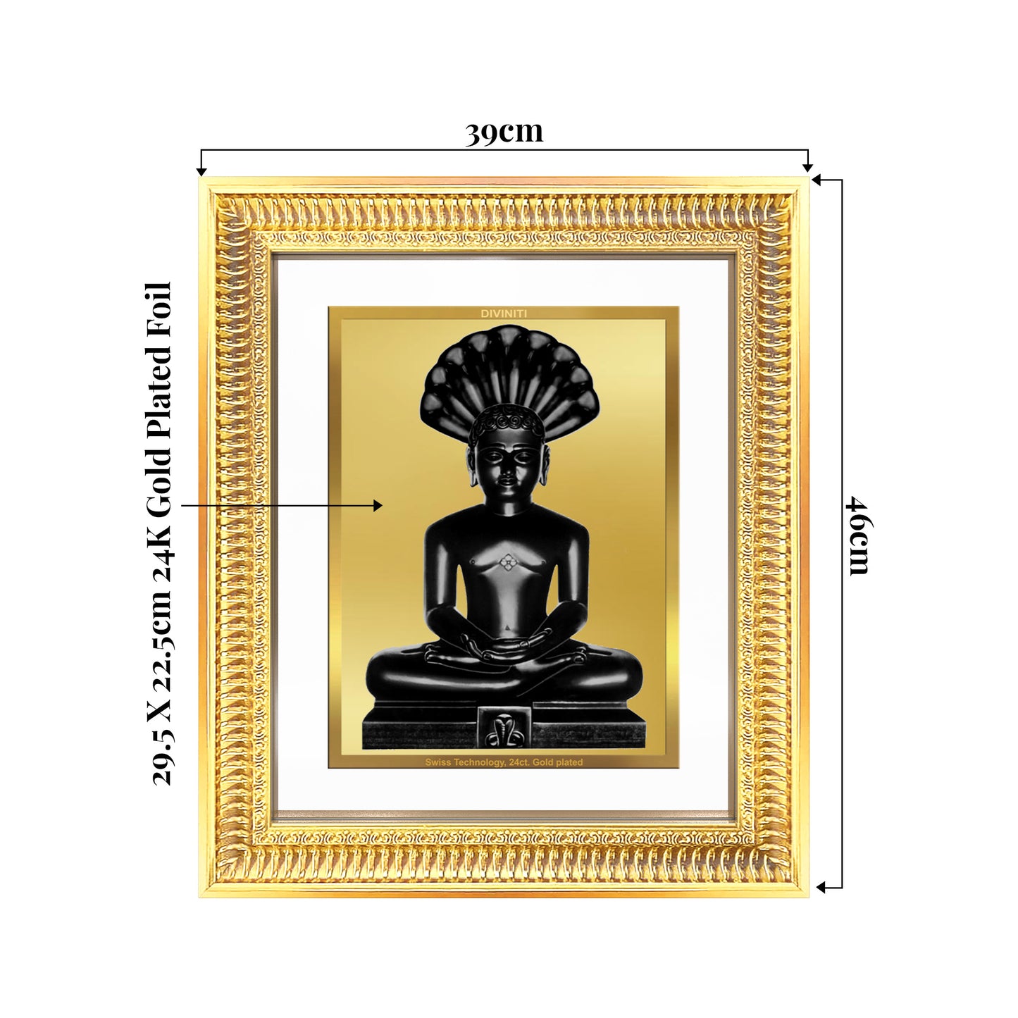 Lord Parshvanatha | 23rd Jain Tirthankara Wall Mount Photo Frame in 24K Gold Plated Foil