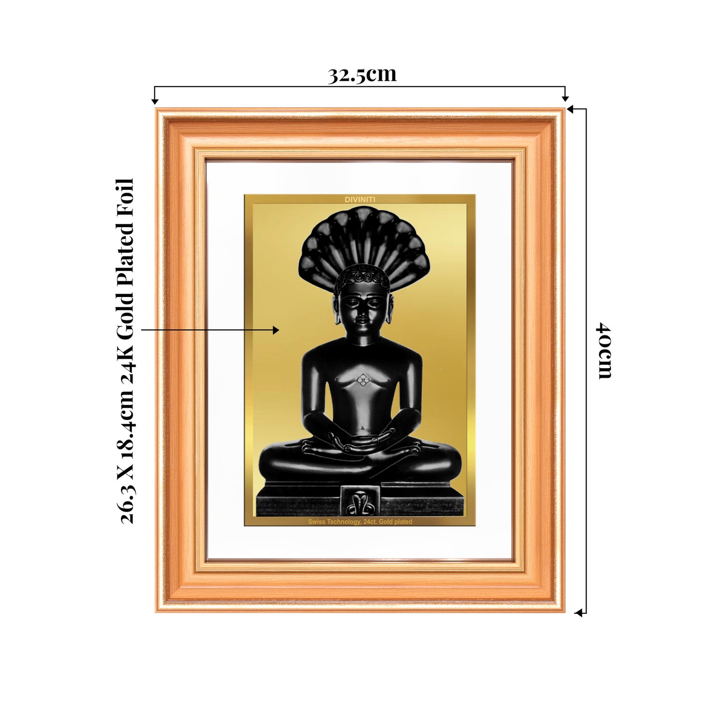 Lord Parshvanatha | 23rd Jain Tirthankara Wall Mount Photo Frame in 24K Gold Plated Foil