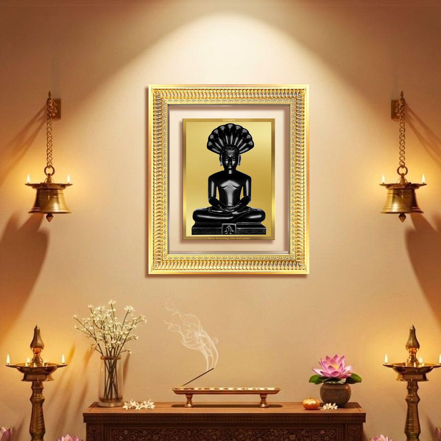 Lord Parshvanatha | 23rd Jain Tirthankara Wall Mount Photo Frame in 24K Gold Plated Foil