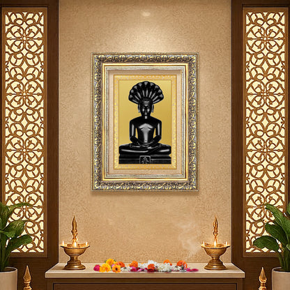 Lord Parshvanatha | 23rd Jain Tirthankara Wall Mount Photo Frame in 24K Gold Plated Foil