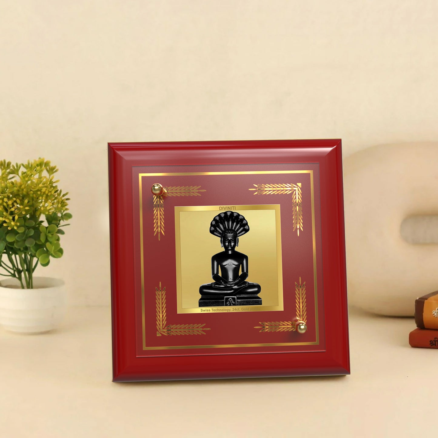 Lord Parshvanatha | 23rd Jain Tirthankara Tabletop Frame in 24K Gold Plated Foil